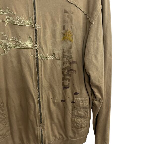 Oakley‎ Bomber Zip Jacket L Embroidered Planes Y2K Utility Distressed Archive - Picture 5 of 10